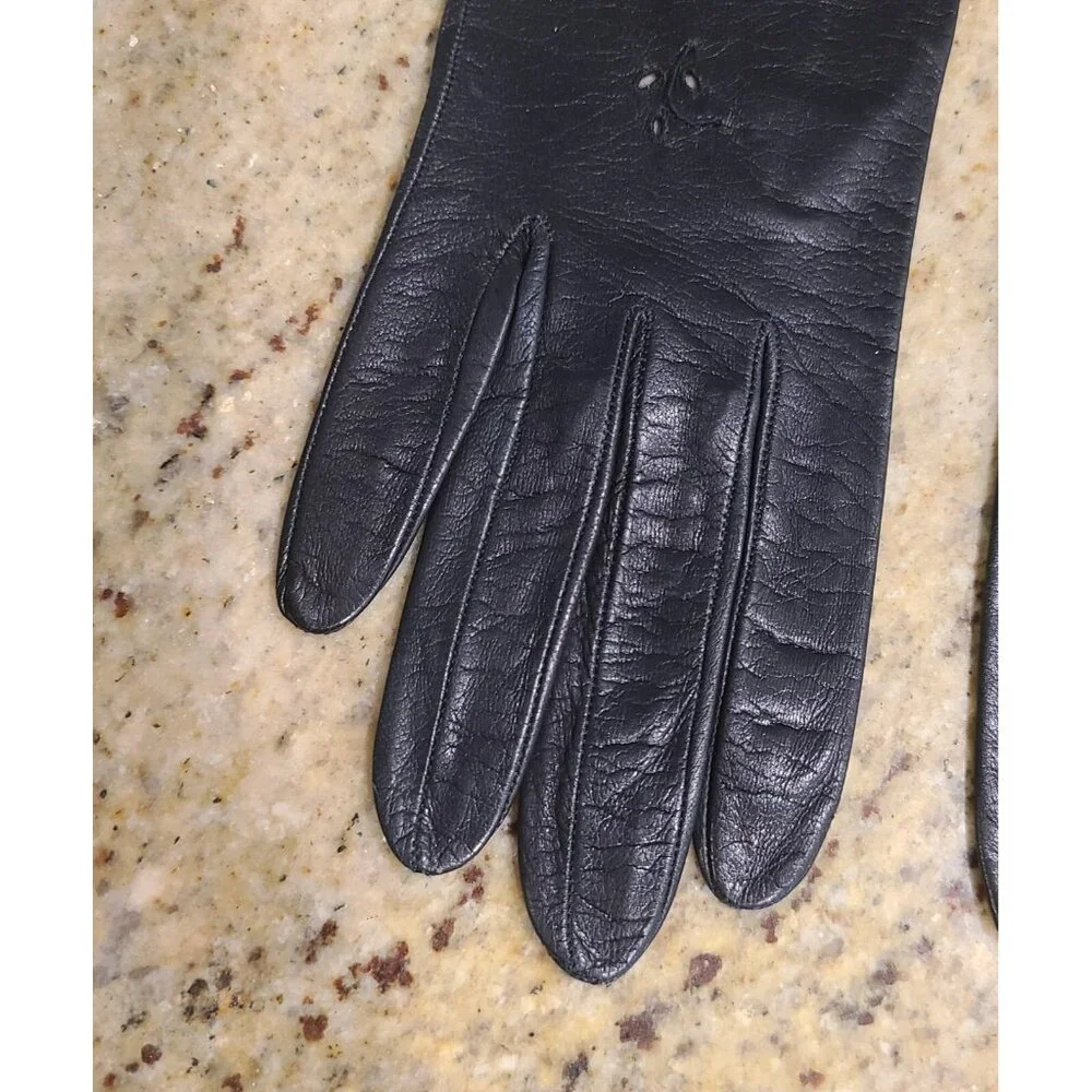 Vintage Womens Size S 6 Black Soft Leather 11